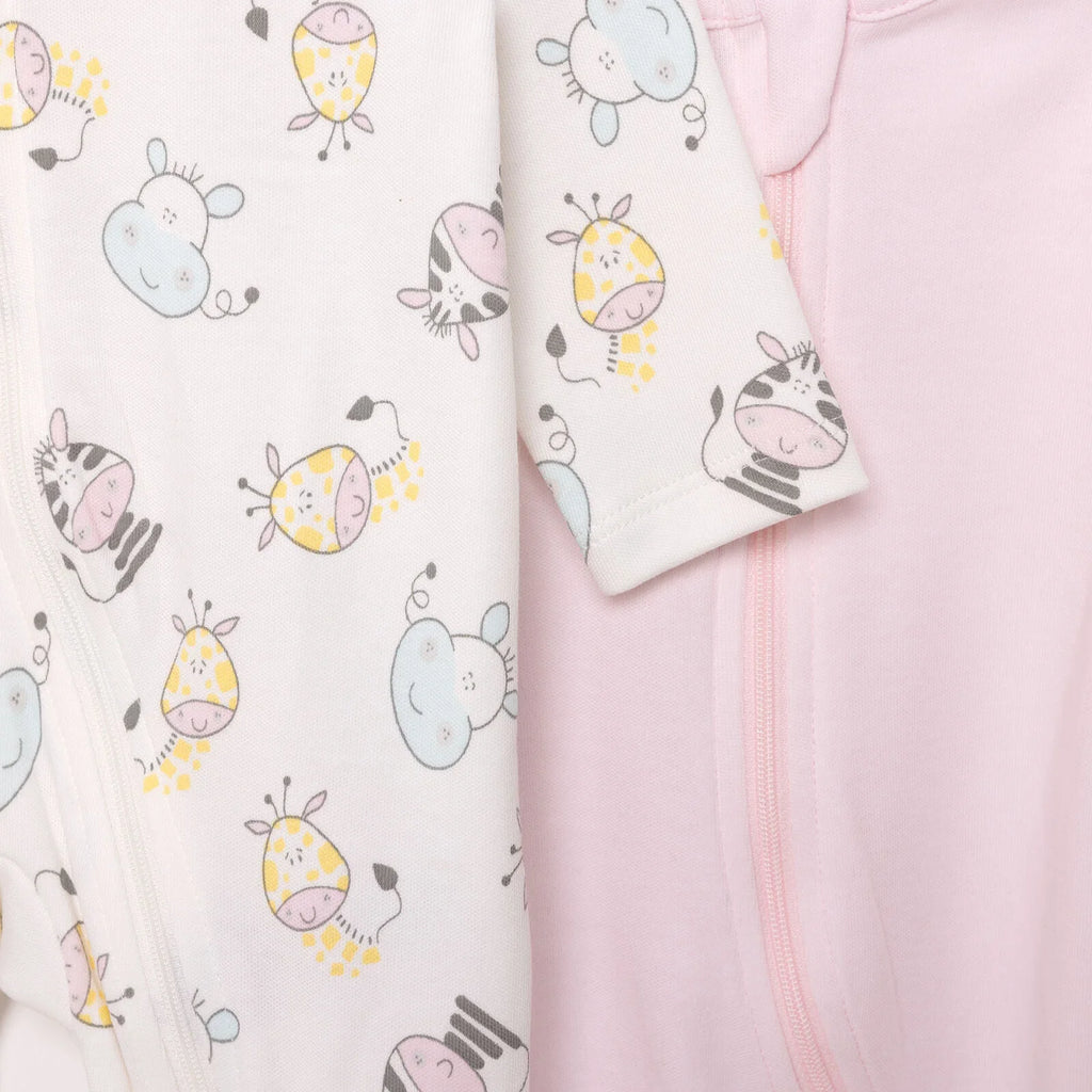 HelloBaby Newborn Girl Footed Jumpsuit - Ecru