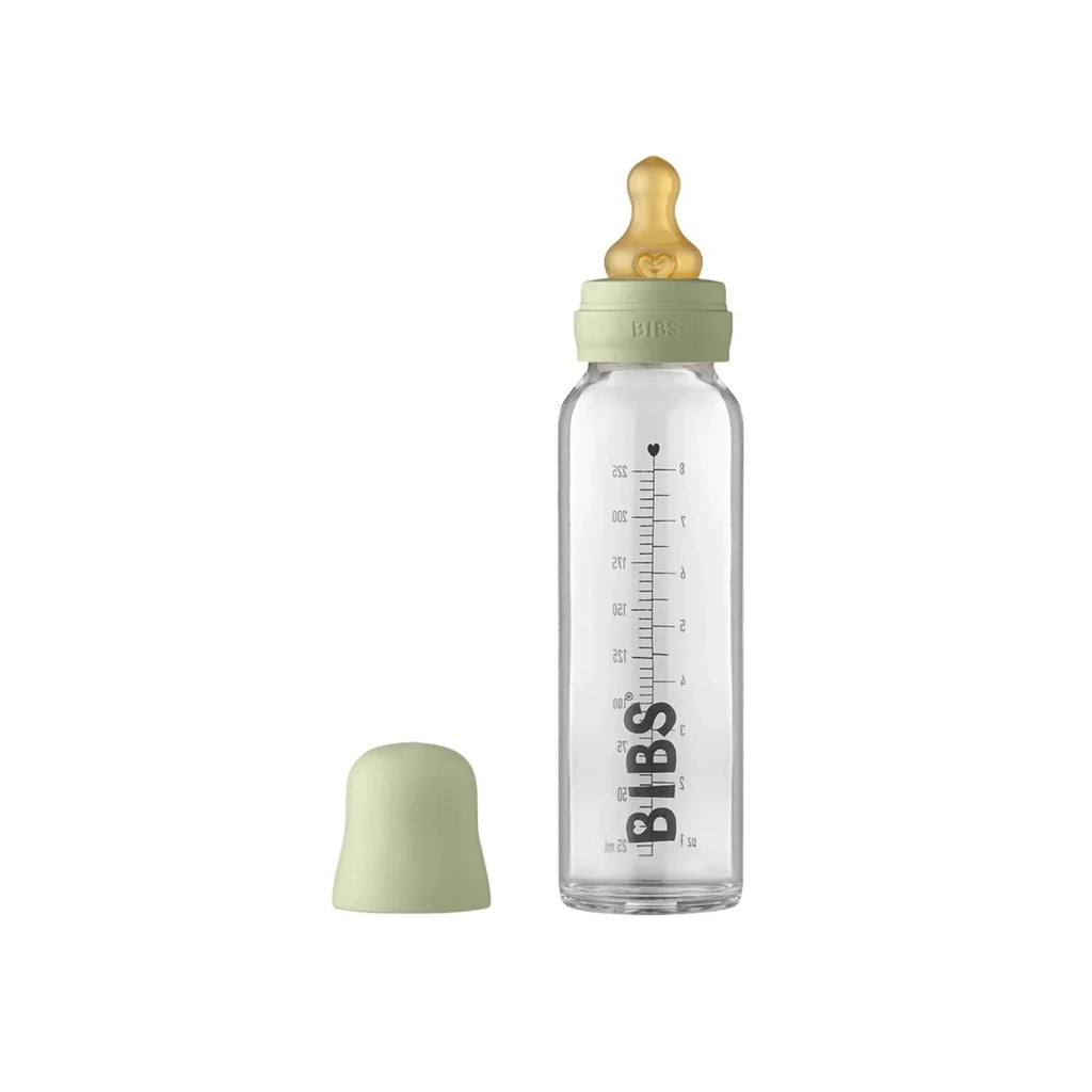 BIBS Baby Glass Bottle Complete Set Latex 225ml - Sage