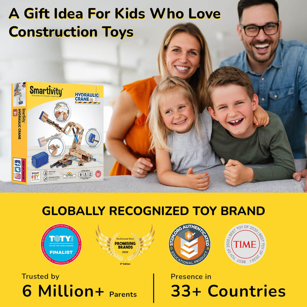 Tegan STEAM DIY Smartivity Craen Hydrolig Adeilada-Dy-Hun