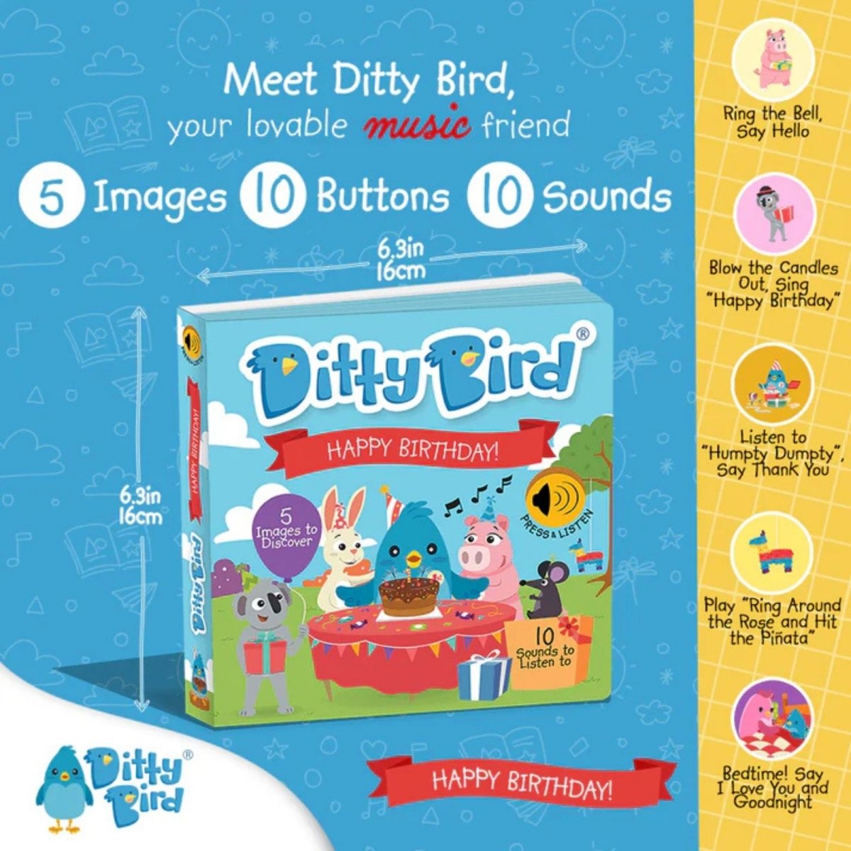 Ditty Bird Happy Birthday Book