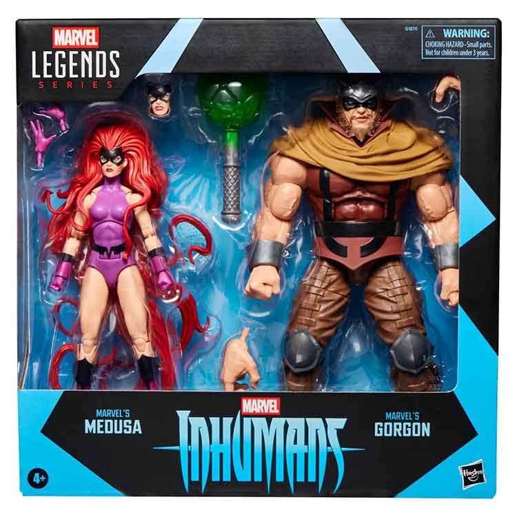 Inhumans Marvel Legends Medusa & Gorgon Marvel 6-Modfedd Ffigurau Gweithredu Pecyn Dwbl