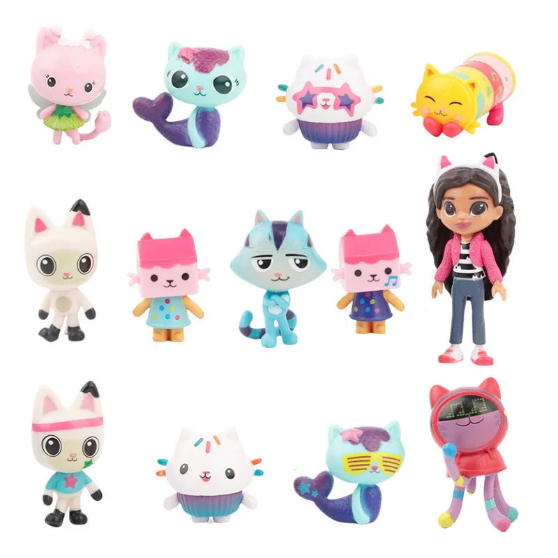 13pcs/Set Cartoon Gabby Dollhouse Anime Figure Toy PVC Model Smiling