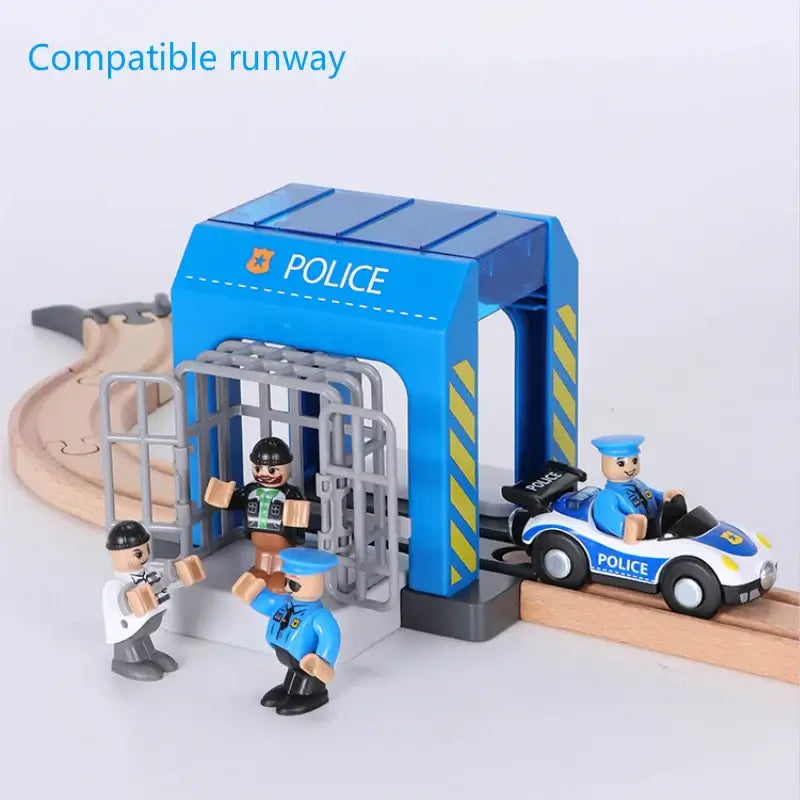 Set Police Thief Catching Building Block Suit Compatible With Wooden featuring a police station and figures.