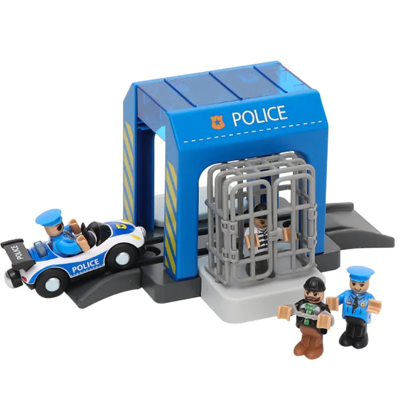 Set Police Thief Catching Building Block Suit Compatible With Wooden with police car and figures.