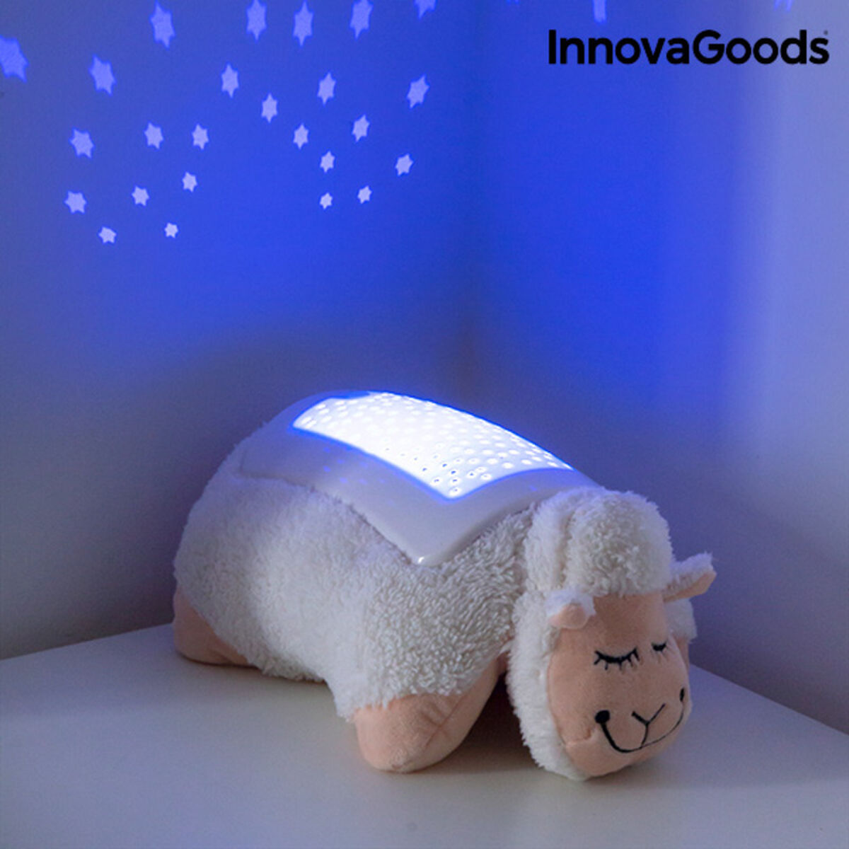 Plush Toy Projector Sheep InnovaGoods projects a starry night sky and adds charm to any room.