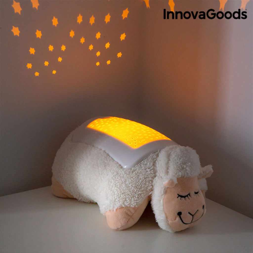 Plush Toy Projector Sheep InnovaGoods projecting stars on the wall for a comforting night light.