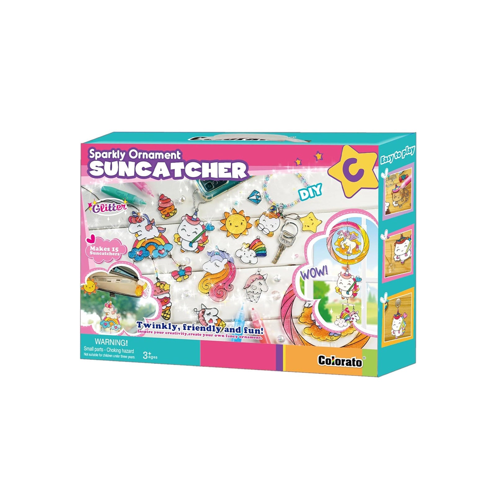 NNEDSZ Sparkly Ornament Suncatcher - DIY for Kids Art Craft Colouring PaintingSet