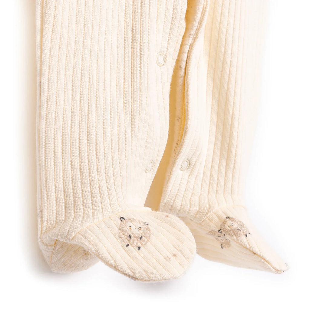 Bebetto Newborn Organic Little Lamp Footed Jumpsuit - Ecru