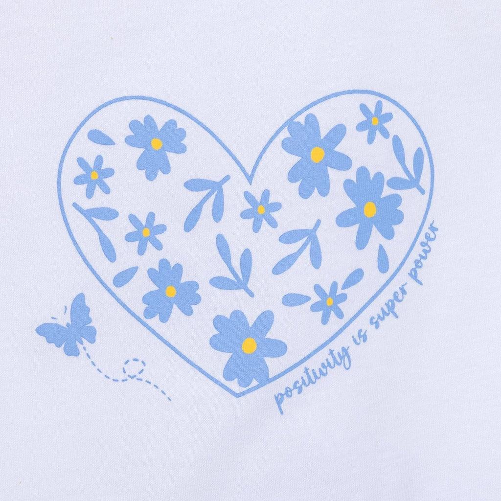 HelloBaby Girl Heart & Flower Patterned Short & T-shirt - Light Blue