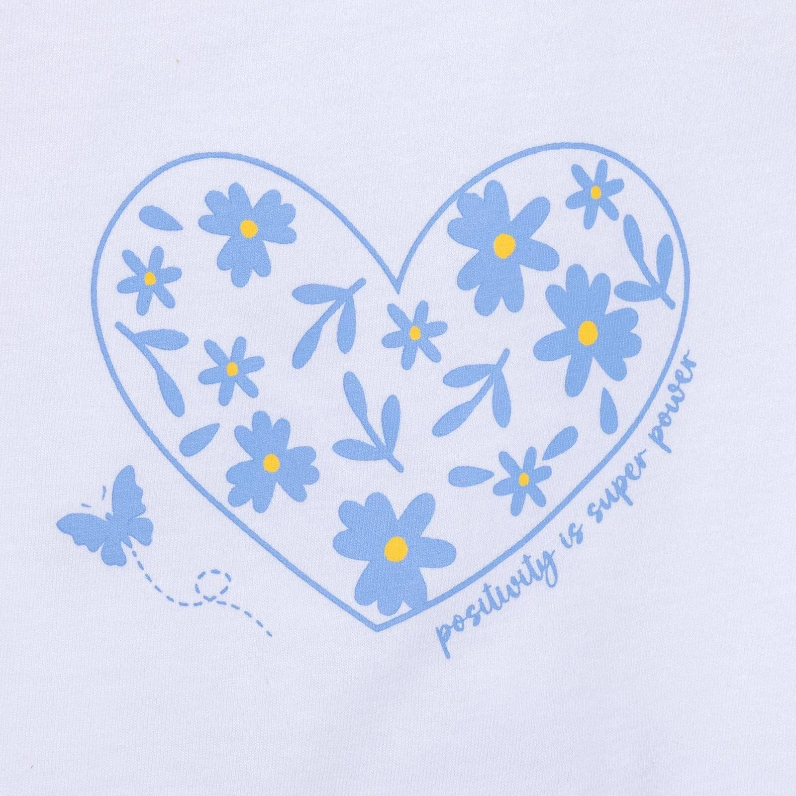 HelloBaby Girl Heart & Flower Patterned Short & T-shirt - Light Blue
