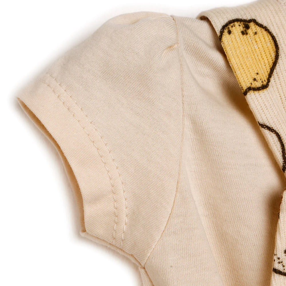 Newborn Bebbek Fruits Printed Dress - Ecru