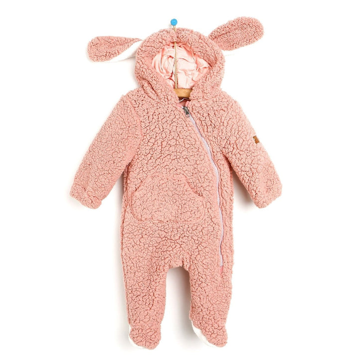 Midimod Newborn Rabbit Ear Welsoft Footed Jumpsuit - Light Rose