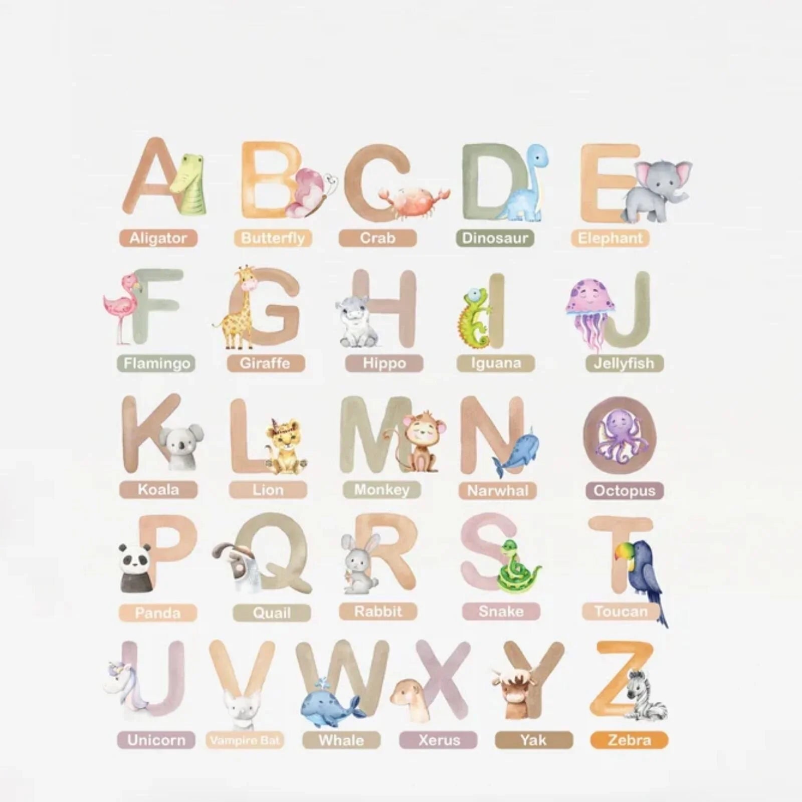Live Vida Alphabet Wall Stickers with Animal Figures 26 pcs