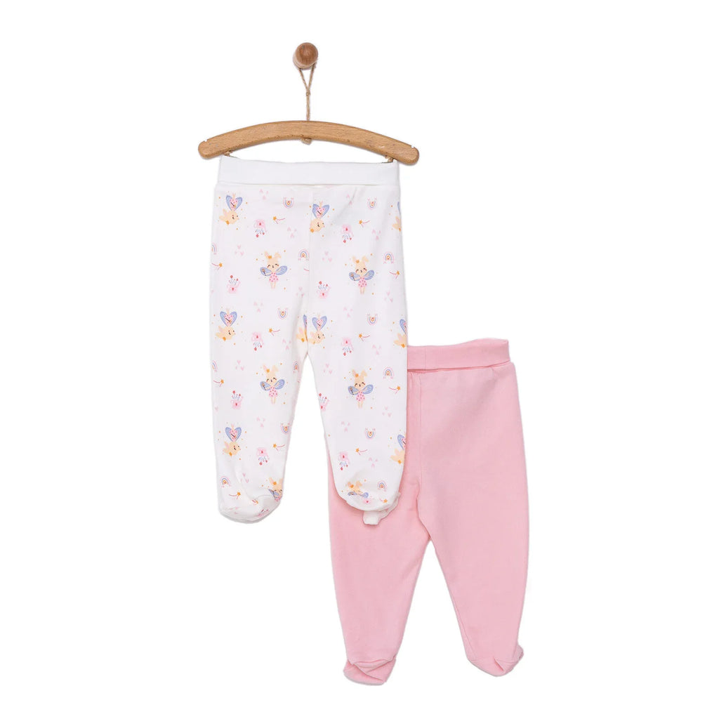 HelloBaby Newborn 2 Pcs Footed Leggings - Pink