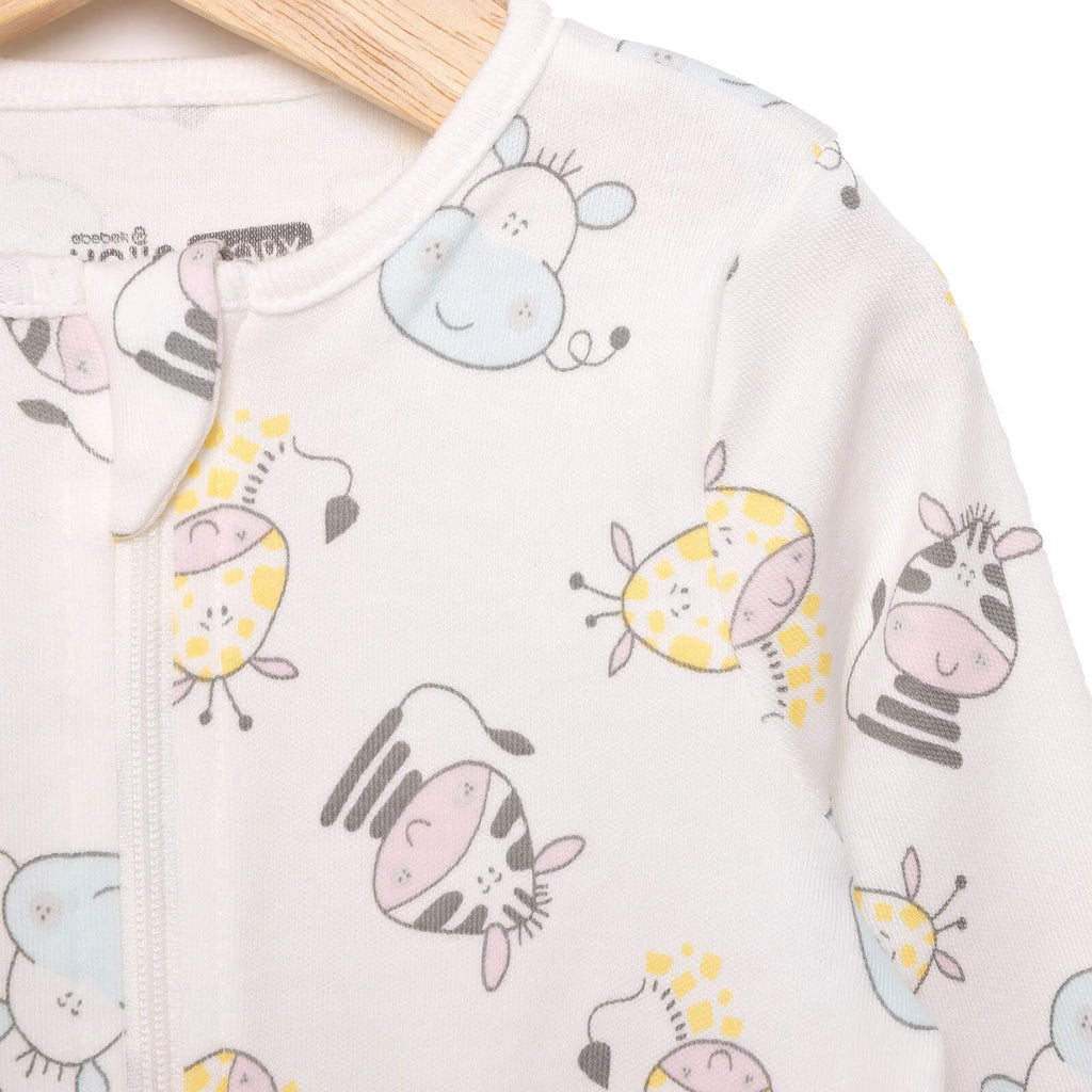 HelloBaby Newborn Girl Footed Jumpsuit - Ecru