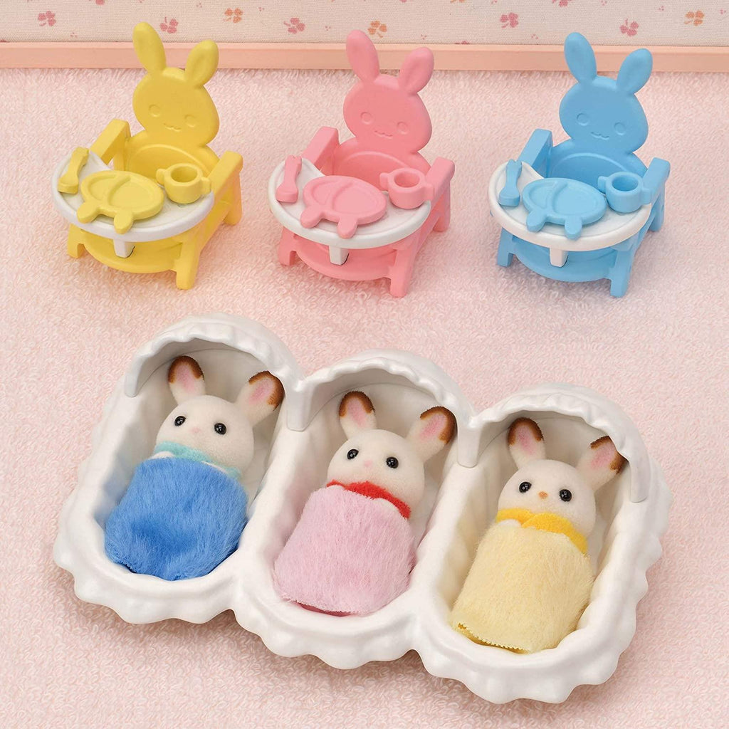 Sylvanian Families Chocolate Rabbit Triplets Care Set for Age 3 and Up