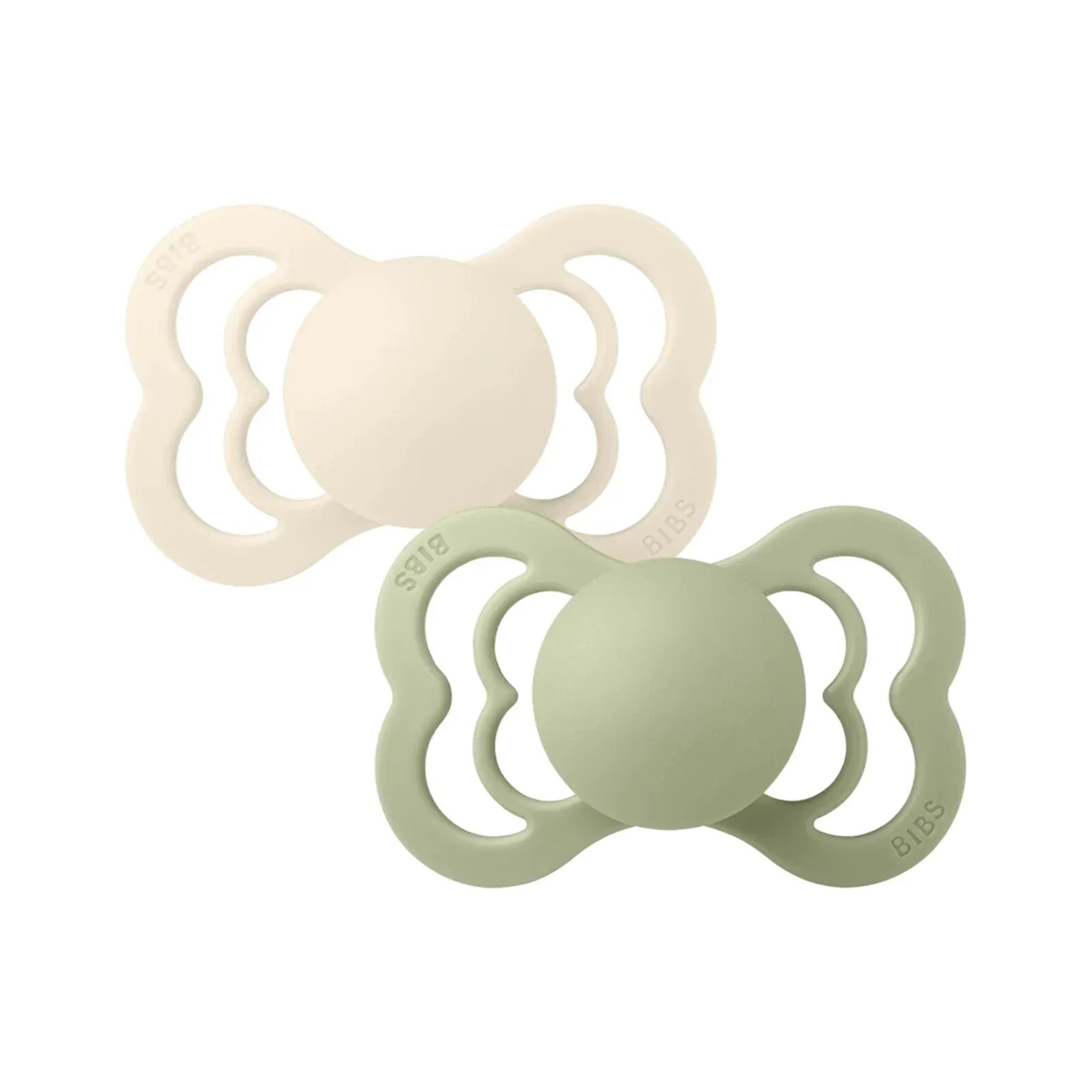 BIBS Supreme Latex Soothers 6+ months Pack of 2 - Ivory & Sage