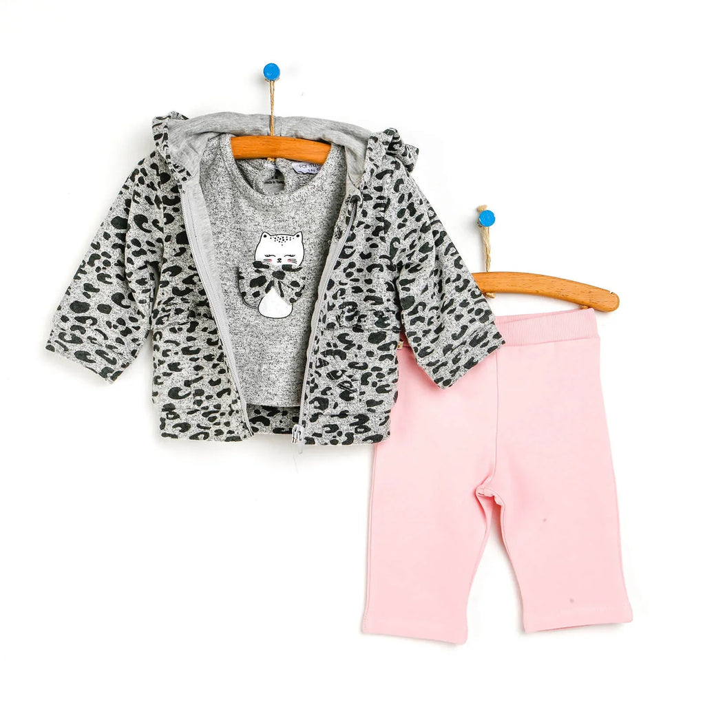 For My Baby Newborn Leopard Sweatshirt - Grey Melange