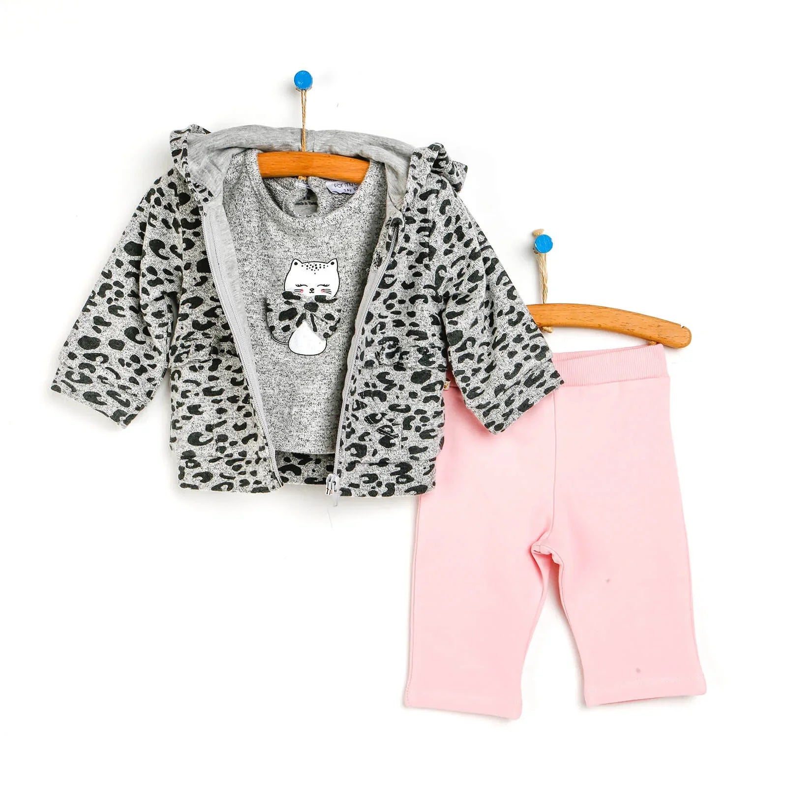 For My Baby Newborn Leopard Sweatshirt - Grey Melange