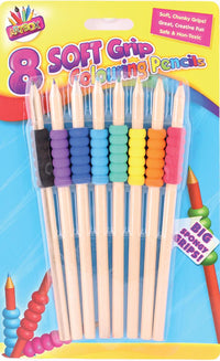 Pack of 8 Colouring Pencils with Soft Grips in Matching Colours
