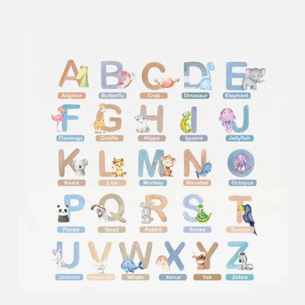 Live Vida Alphabet Wall Stickers with Animal Figures 26 pcs - Blue