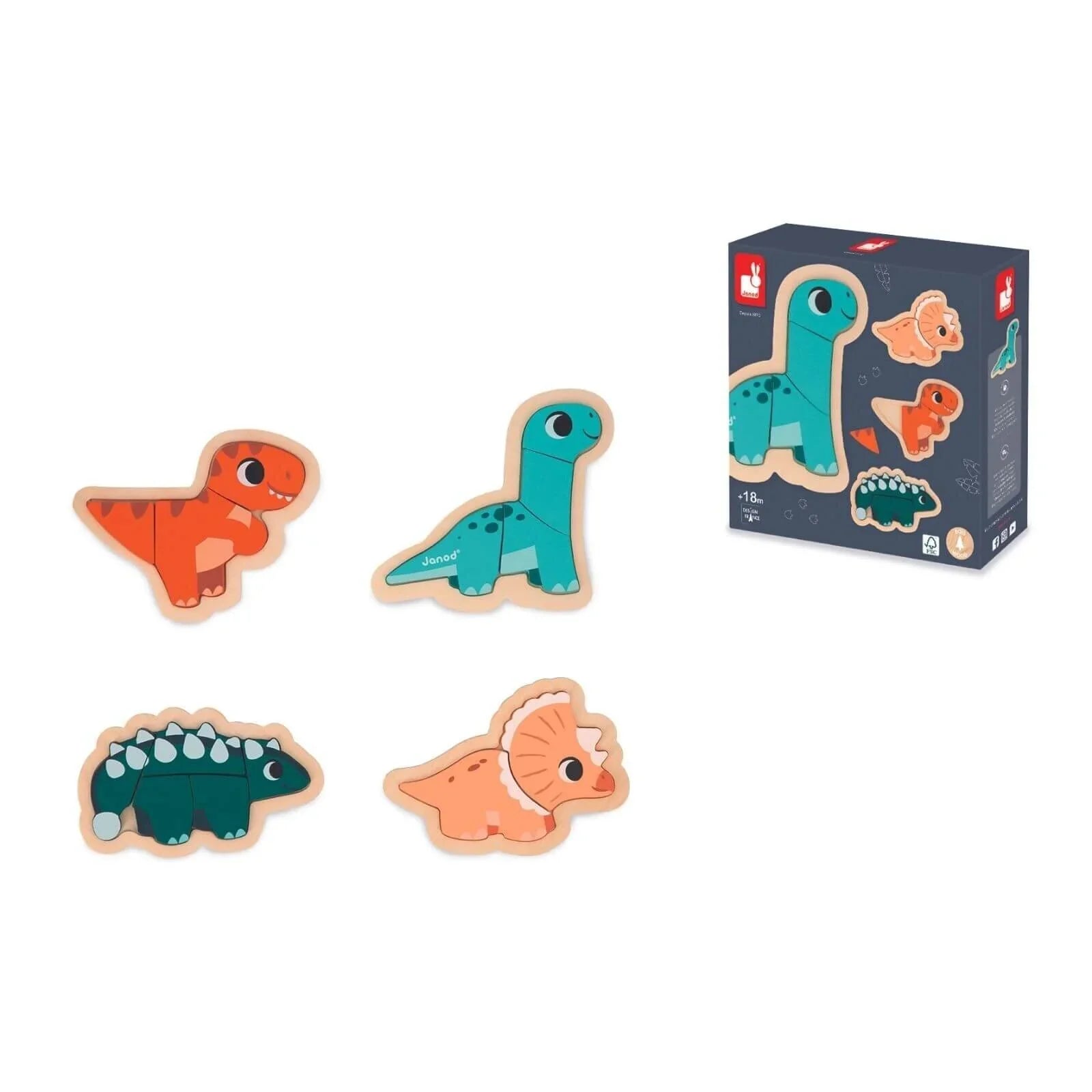 Janod 4 Progressive Puzzles Dino