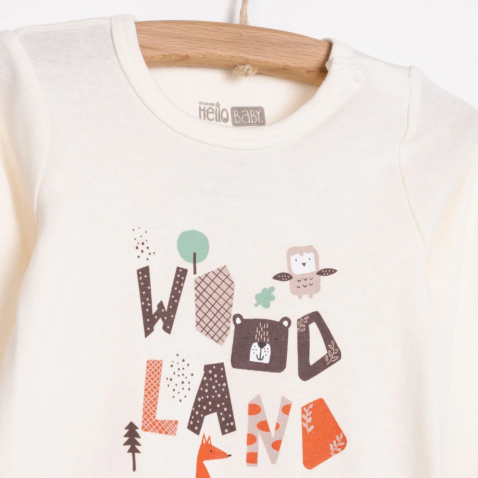 HelloBaby Boy 2-Pack Long Sleeve Bodysuit - Beige