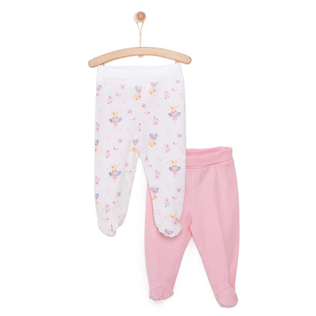 HelloBaby Newborn 2 Pcs Footed Leggings - Pink