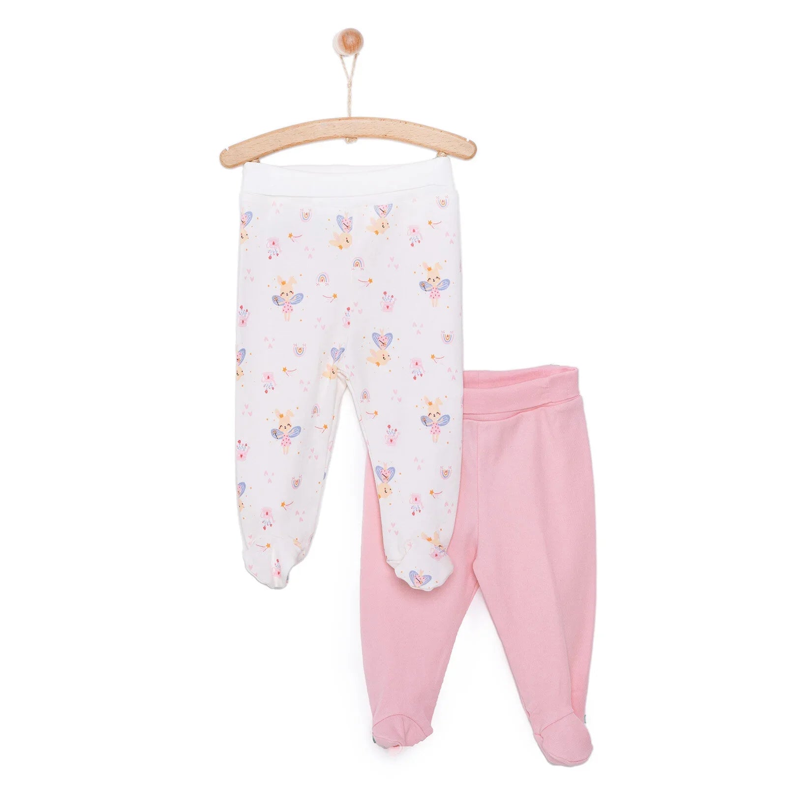 HelloBaby Newborn 2 Pcs Footed Leggings - Pink