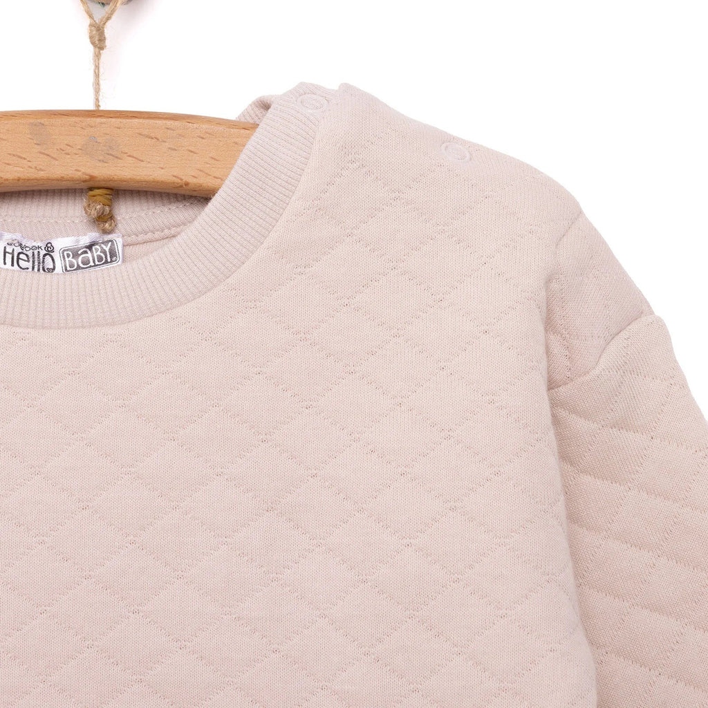 HelloBaby Newborn Quilted Sweatshirt-Footed Bottom - Grey