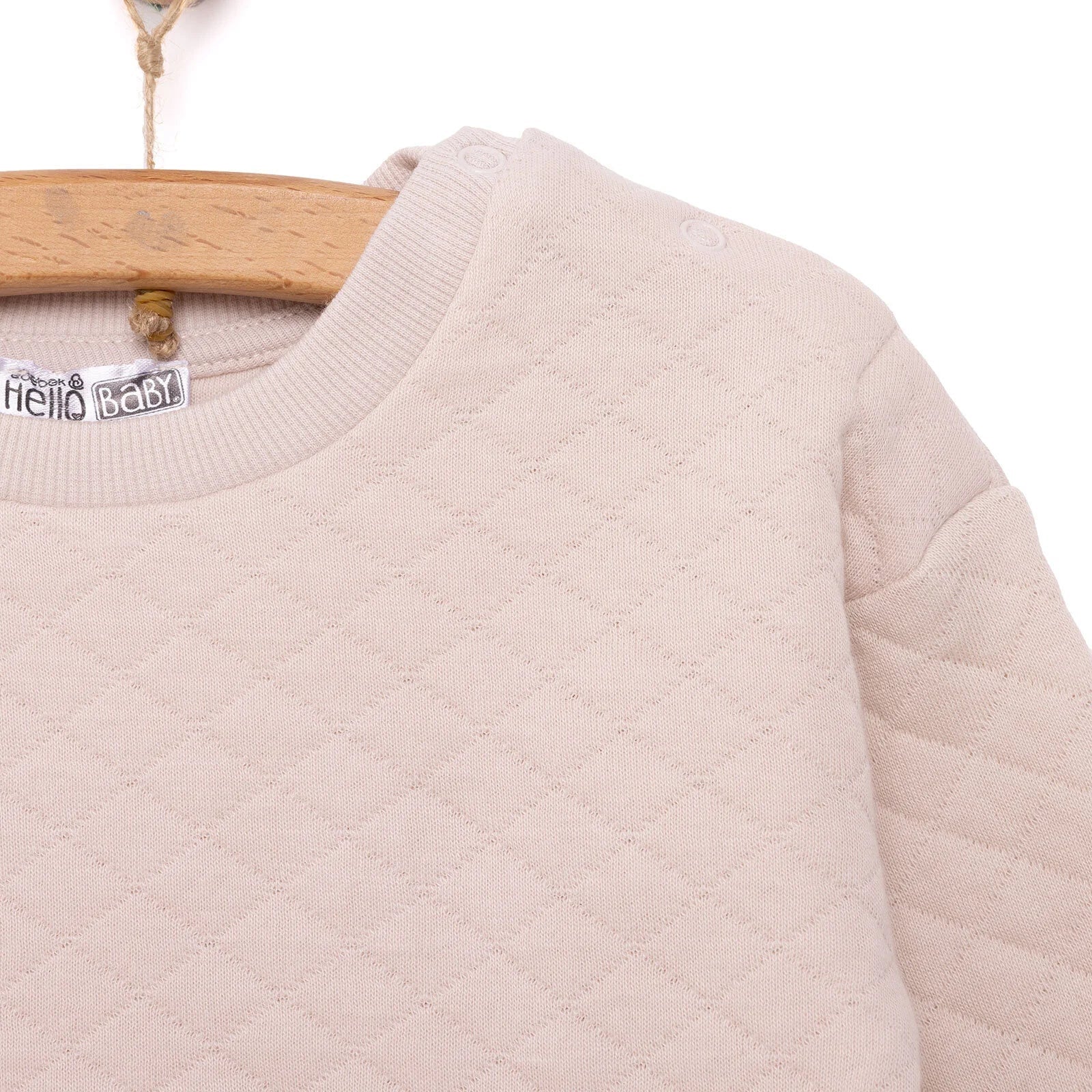 HelloBaby Newborn Quilted Sweatshirt-Footed Bottom - Grey