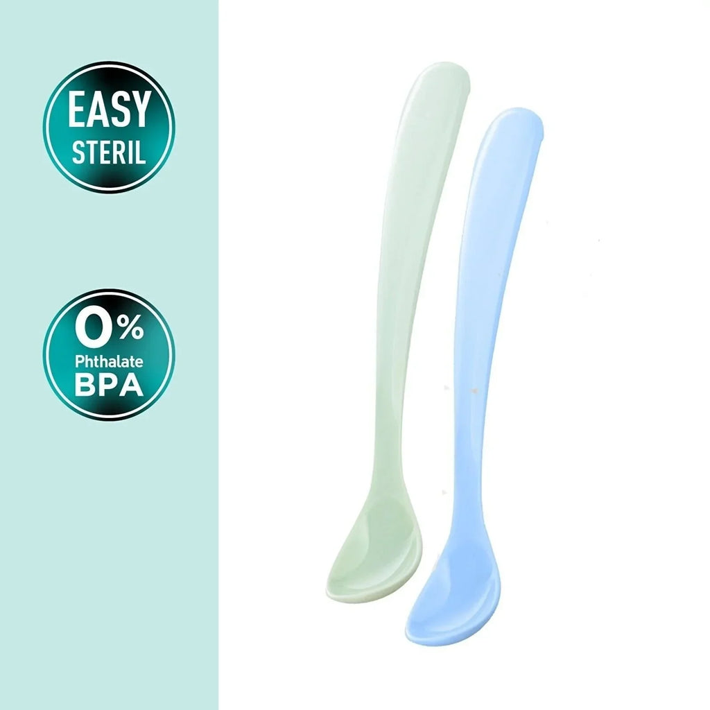 Mamajoo Silicone Spoons with Case Pack of 2 - Green & Blue