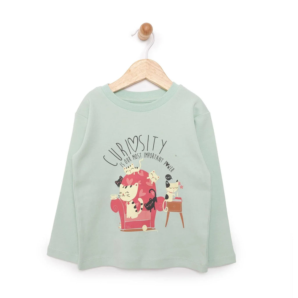 HelloBaby Basic Cat Printed Interlock Long Sleeve T-Shirt - Multicolour