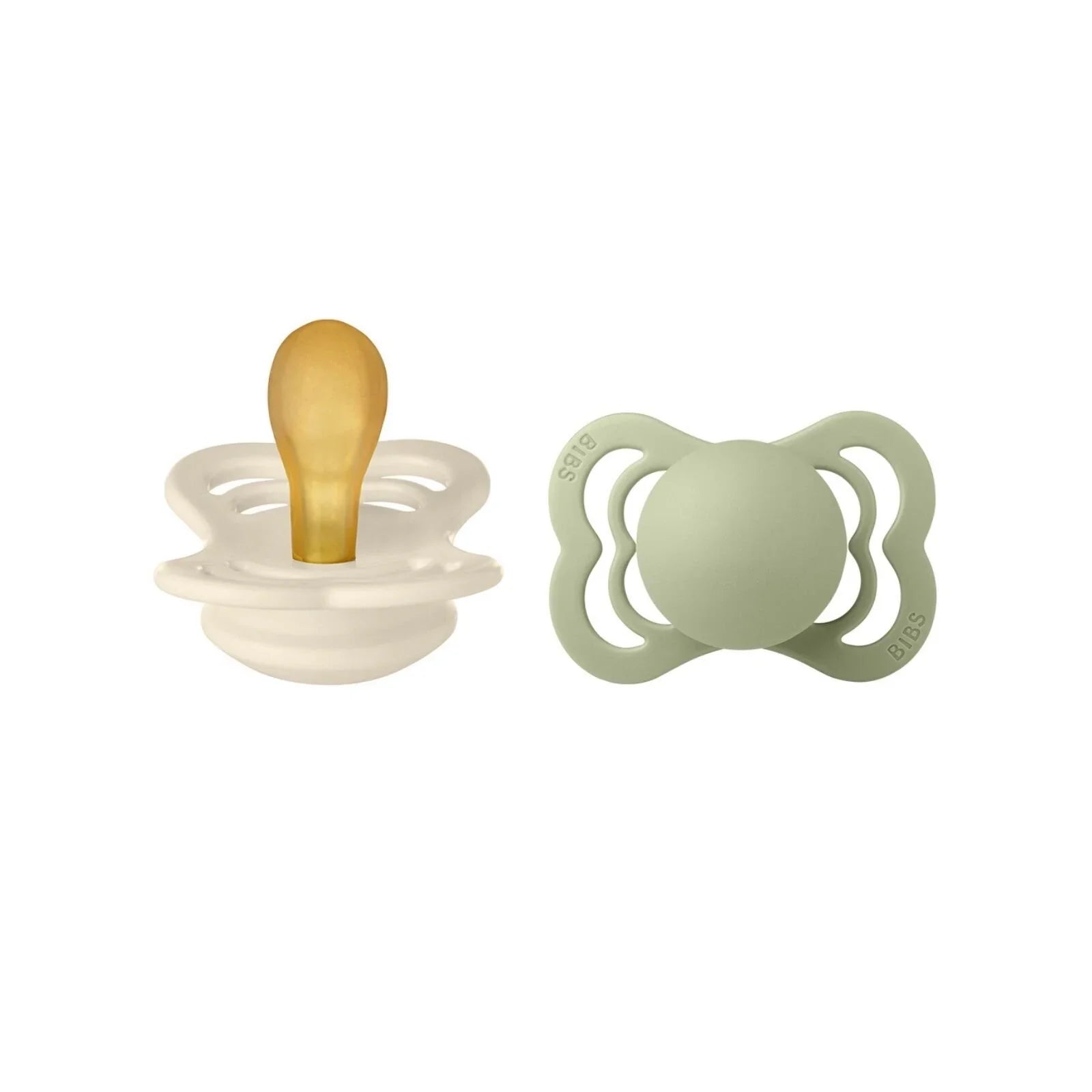 BIBS Supreme Latex Soothers 6+ months Pack of 2 - Ivory & Sage