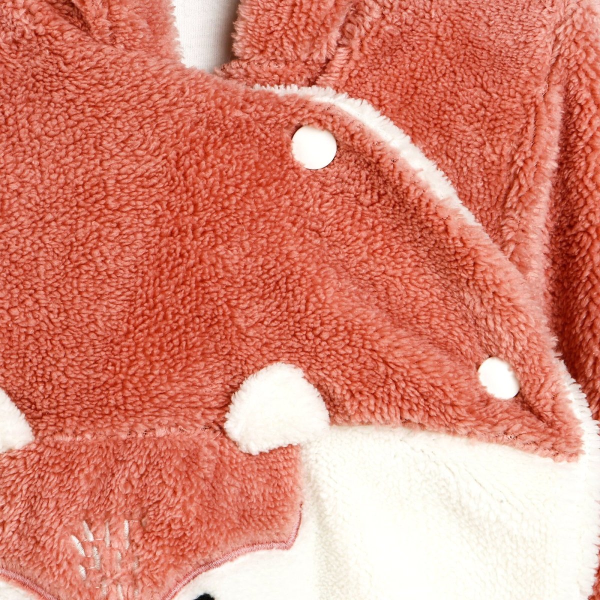 Midimod Newborn Fox Welsoft Footed Jumpsuit - Powder