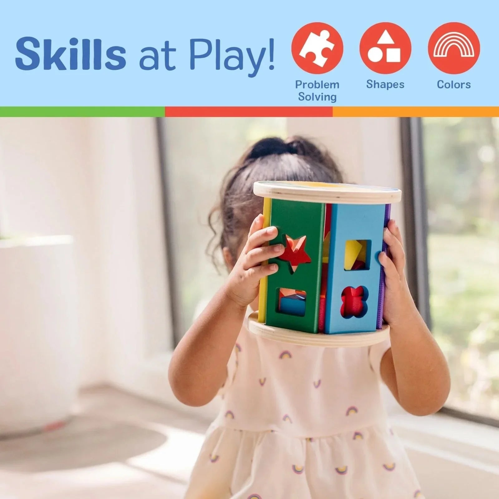 Melissa & Doug Match & Roll Wooden Shape Sorter