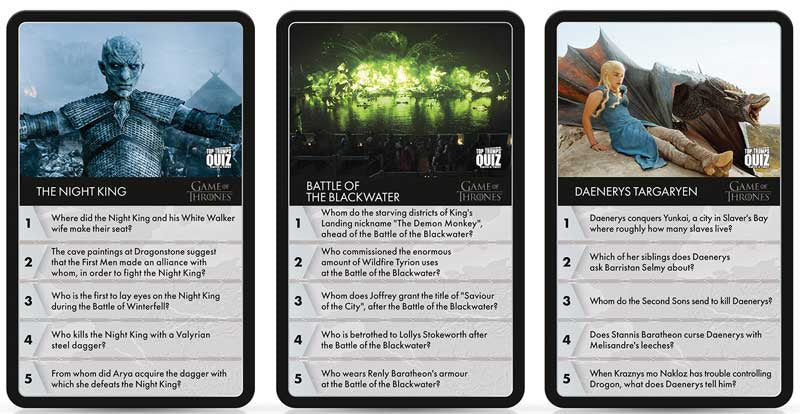 Cwis Top Trumps Game of Thrones | 500 Cwestiwn ar Draws Pob 8 Tymor
